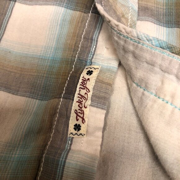 Lucky Brand Women's Western Plaid Cotton Linen Soft Pearl Shirt XS - Picture 6 of 6